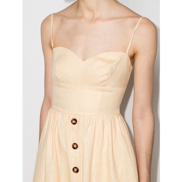 Reformation Cale Linen Midi Dress in Parmesan Size 0 - Picture 5 of 10